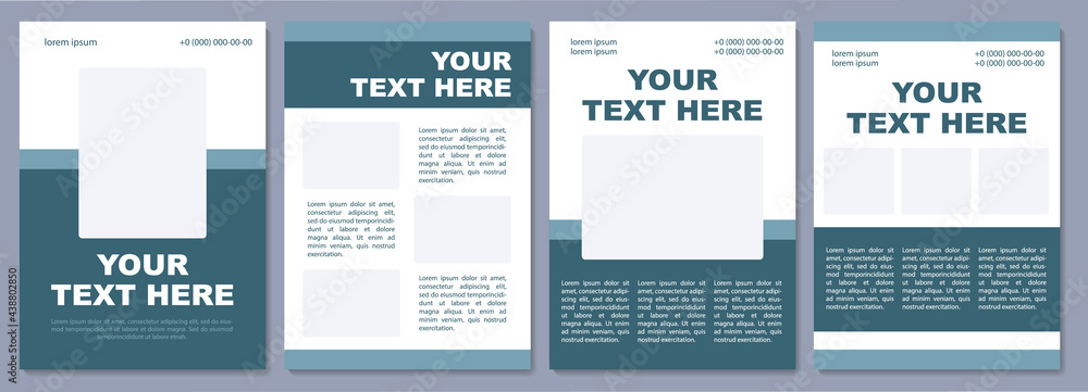Naklejka premium Hotel brochure template. Guests informing. Flyer, booklet, leaflet print, cover design with copy space. Your text here. Vector layouts for magazines, annual reports, advertising posters