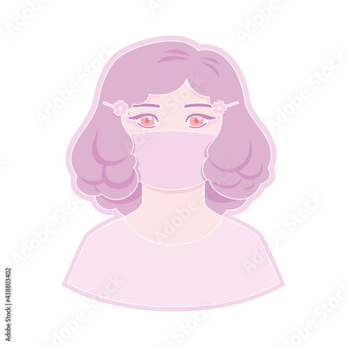 Young woman in medicine mask, colorful icon