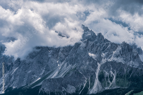 Panoramic view of the Sexten Dolomites, Italy.