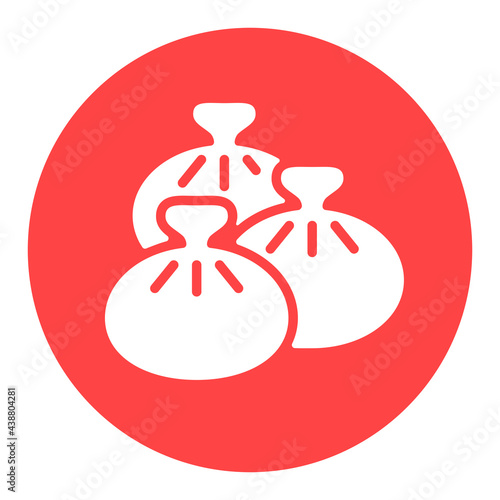 Khinkali vector white glyph icon. Fast food sign