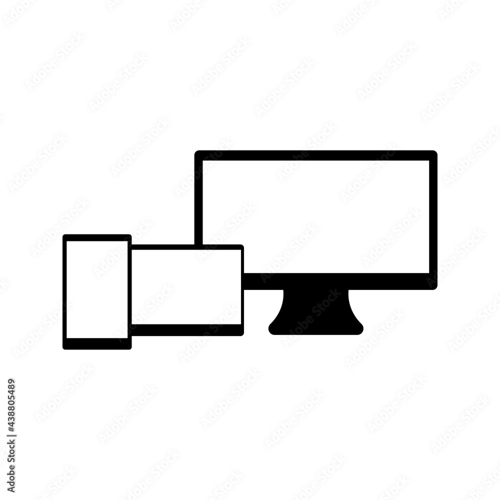 Realistic vector set of tablet, phone and computer with empty white screens Realistic vector set of tablet, phone and computer with empty white screens