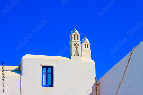 Twince chimneys in Mykonos island Greece Cyclades photo