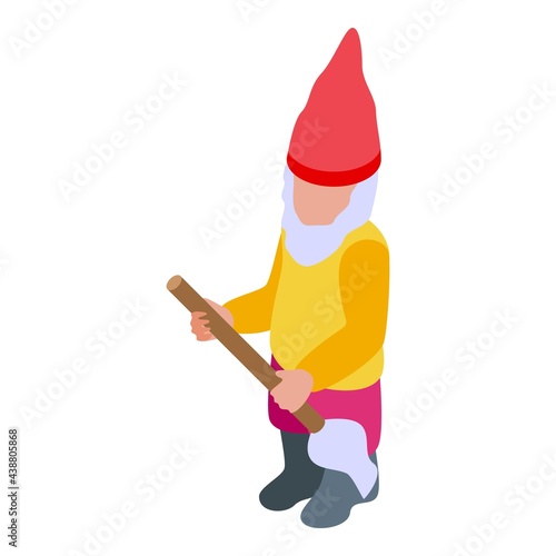 Gnome with broom icon. Isometric of Gnome with broom vector icon for web design isolated on white background