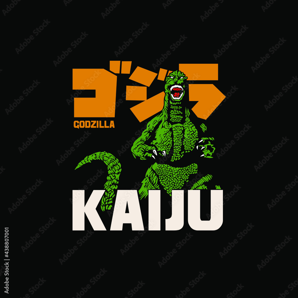 Vetor do Stock: Godzilla vector T shirt design. Godzilla orange text in ...