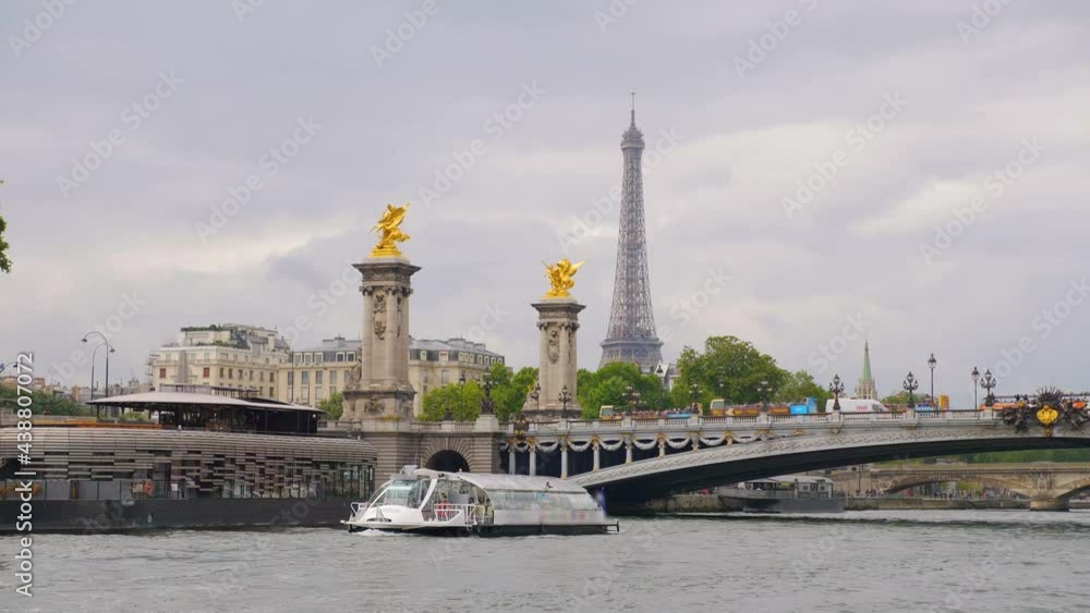 Ship POV on Eiffel tower in Paris in 4k slow motion 60fps