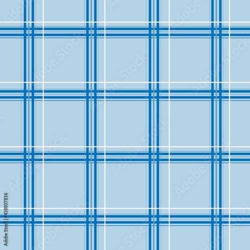 Tartan with blue and white lines seamless pattern
