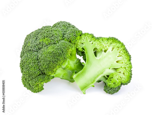 Fresh broccoli blocks isolated on white background