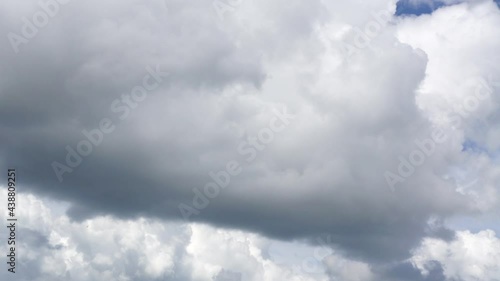 Cumulus clouds moving in the sky with swift birds flying