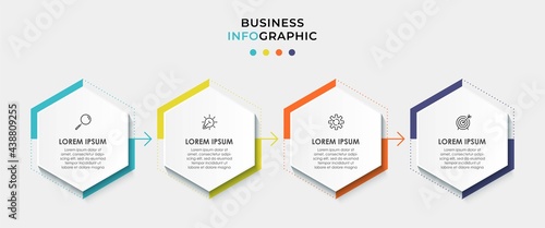 Vector Infographic design business template with icons and 4 options or steps. Can be used for process diagram, presentations, workflow layout, banner, flow chart, info graph