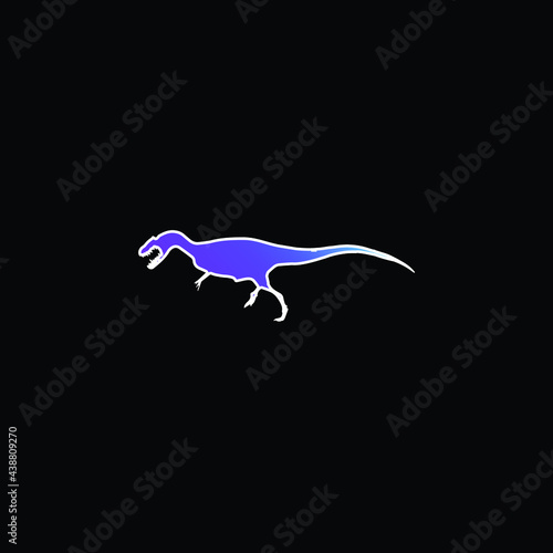Allosaurus Dinosaur Shape blue gradient vector icon