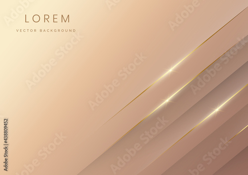 Abstract template soft brown gradient geometric diagonal with line golden luxury modern.