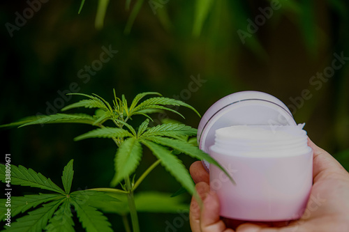 Fotografie Full spectrum CBD and THC cannabis oils, pills and cbd lotion