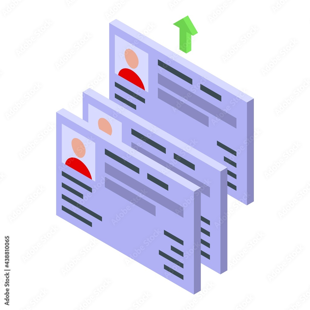 Human resources cv icon. Isometric of Human resources cv vector icon for web design isolated on white background Human resources cv icon. Isometric of Human resources cv vector icon for web design isolated on white background