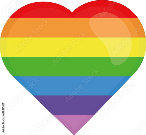 Vector illustration of emoticon of the shape of a heart with the colors of the rainbow