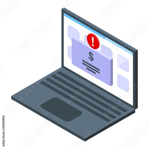 Laptop payment cancellation icon. Isometric of Laptop payment cancellation vector icon for web design isolated on white background