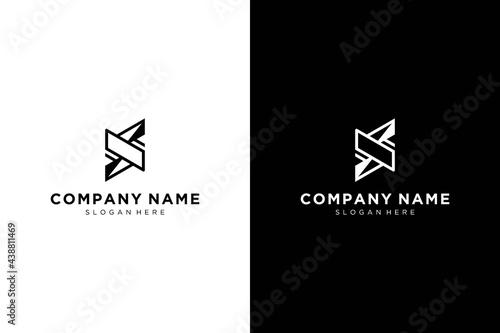 Unique Letter S with Geometry shape logotype. Creative vector Line based icon template.