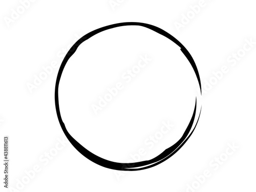 Grunge circle made of black paint.Grunge oval shape made for marking.Grunge circle made with artistic brush.