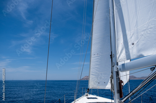 Aegean sea sailing, summer holidays in Cyclades islands, Greece