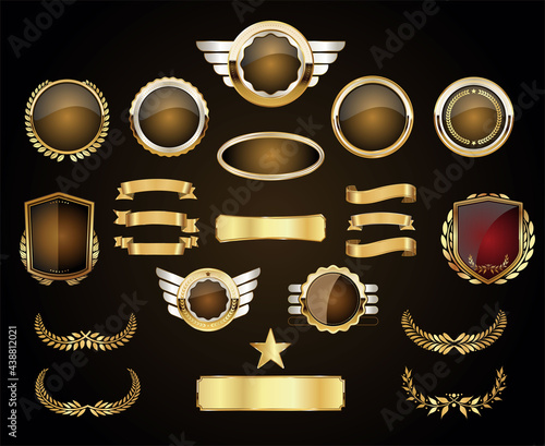 Golden luxury labels retro vintage design collection 