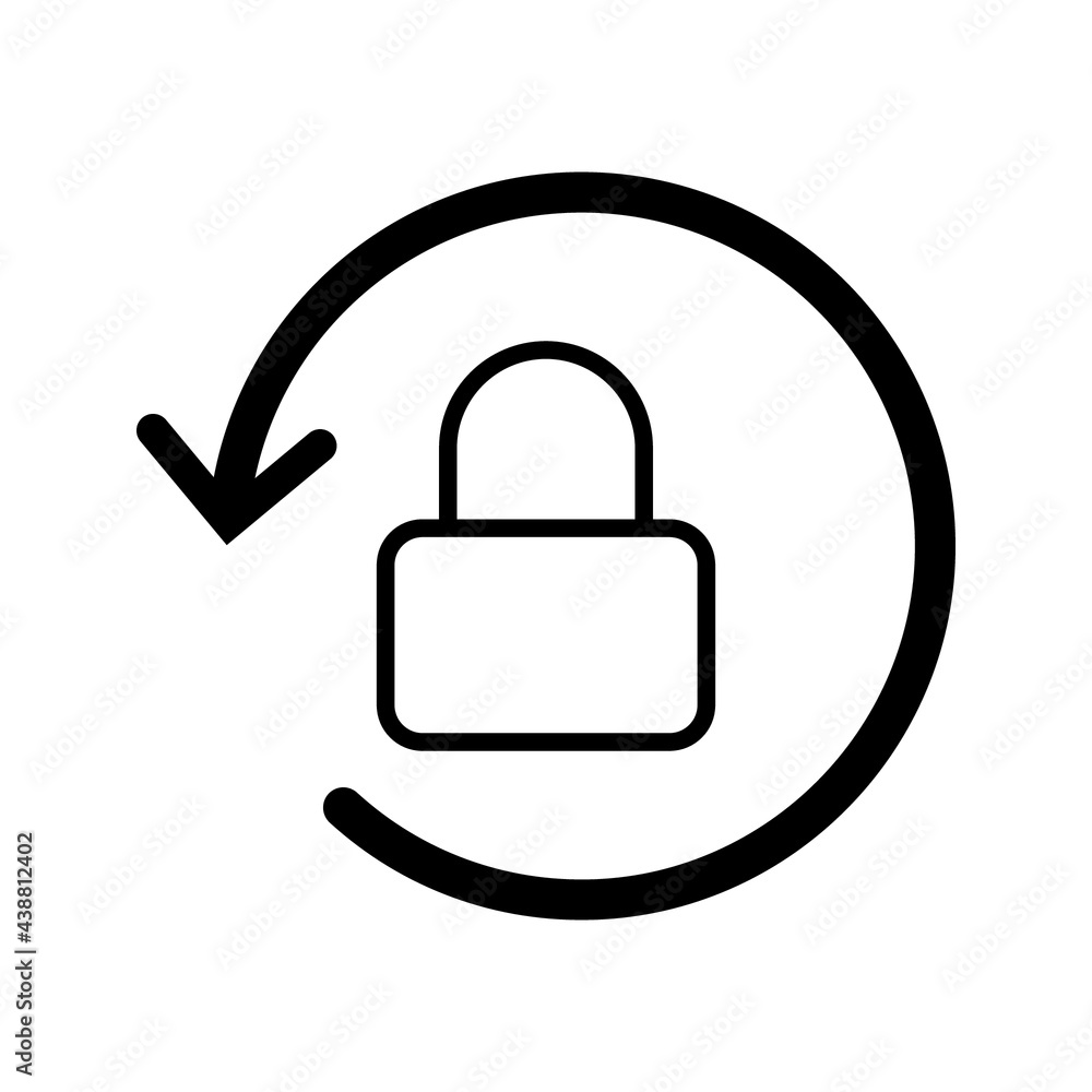 Lock reload Line icon. Padlock button security system. Internet secure key privacy. Password refresh sign for safety. Interface, symbol. Vector illustration. Design on white background. Lock reload Line icon. Padlock button security system. Internet secure key privacy. Password refresh sign for safety. Interface, symbol. Vector illustration. Design on white background.