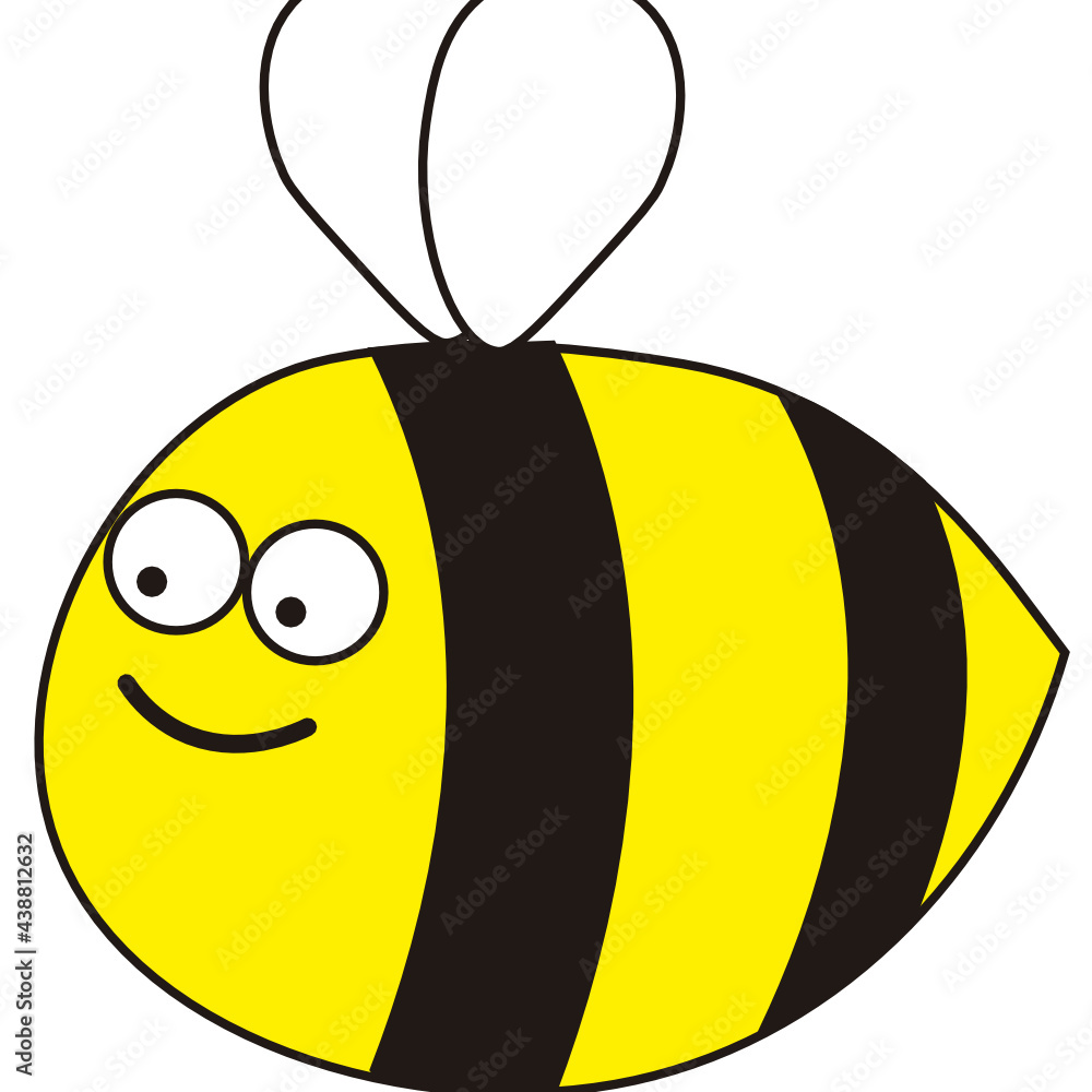 A happy little cartoon bee with little wings Stock Vector | Adobe Stock