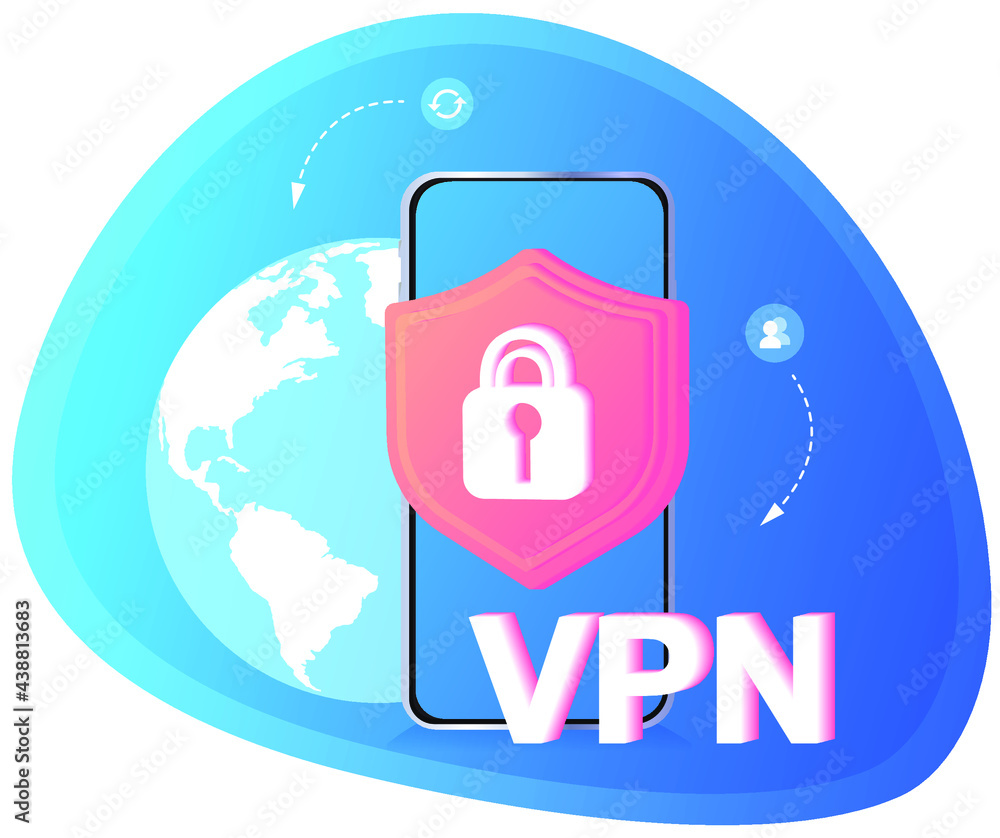 VPN Service Concept Icons. Using VPN to protect his personal data in computer. Virtual Private Network. Secure network connection and privacy protection. Data transfer concept set. Secure web traffic.