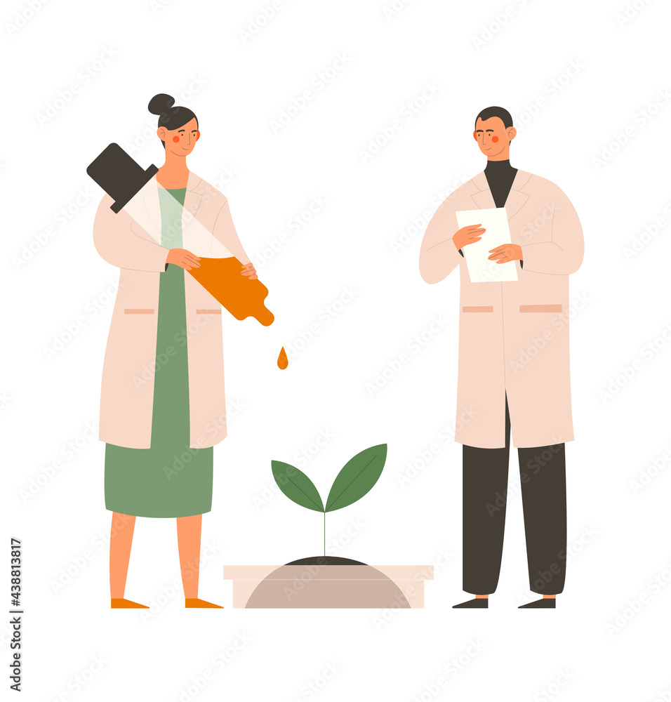 Young male and female scientists are working in research team Young male and female scientists are working in research team
