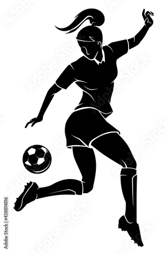 Women's Soccer, Female Player Mid Air Silhouette