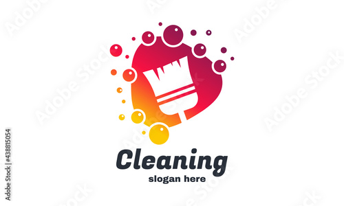 stock vector triangle cleaning service business logo design concept for interior home and building