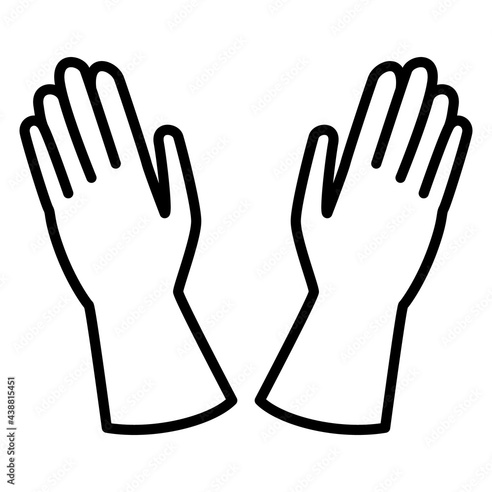 Obraz premium Gardening gloves, medical gloves. Protect your hands from damage and viruses. Chemical protection. Icon, vector, isolated, outline, 48x48 pixel.