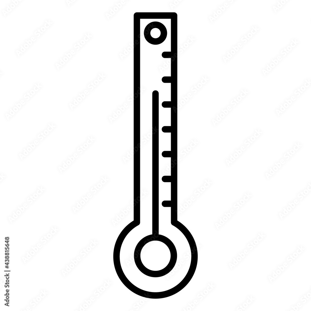 Meteorological thermometer. Measurement of the ambient temperature. Icon, vector, isolated, outline, 48x48 pixel.