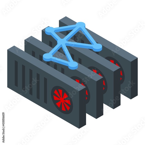 Block chain video cards icon. Isometric of Block chain video cards vector icon for web design isolated on white background