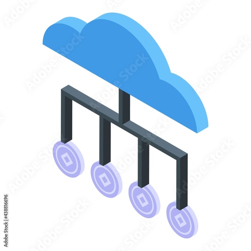 Block chain data cloud icon. Isometric of Block chain data cloud vector icon for web design isolated on white background