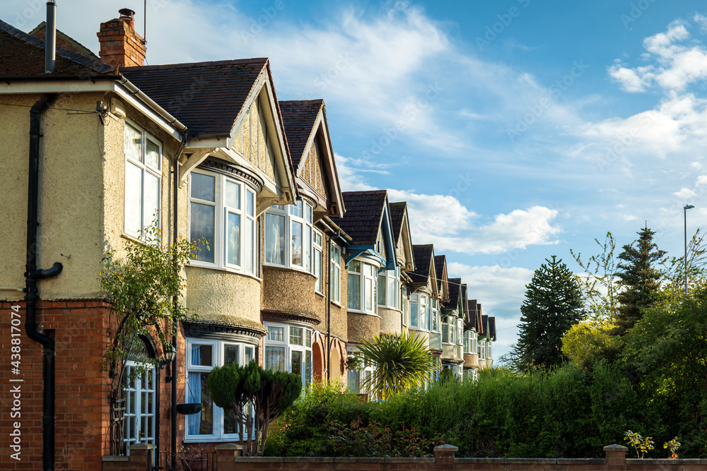 Fototapeta premium Row of Typical English Terraced Houses in Northampton