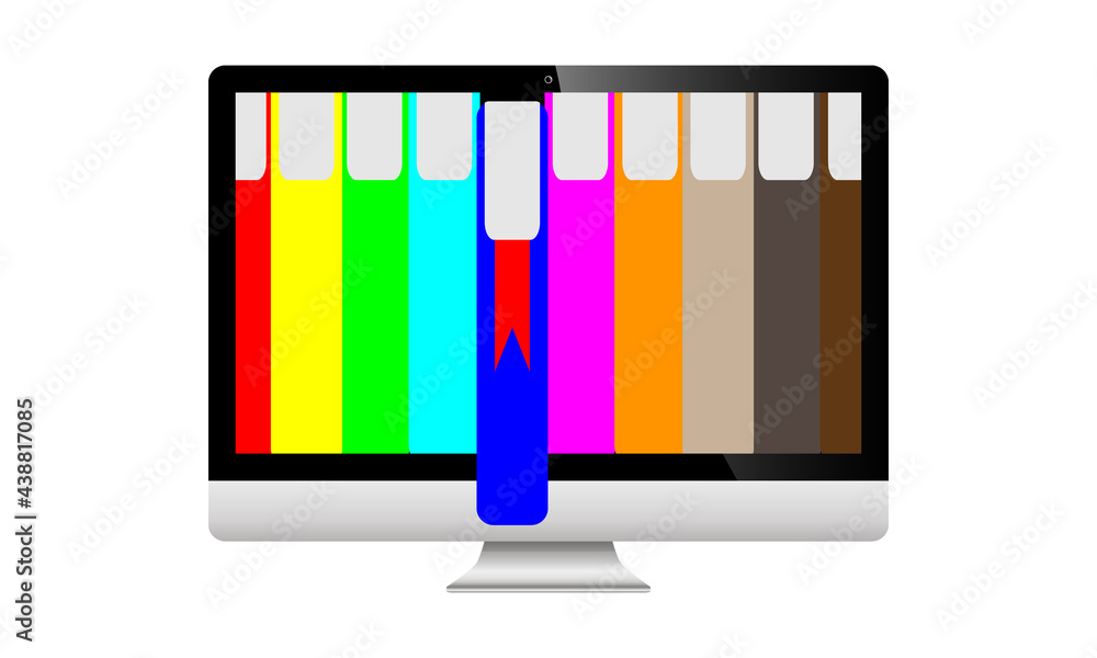 Book from computer monitor online learning concept, vector art illustration. Book from computer monitor online learning concept, vector art illustration.