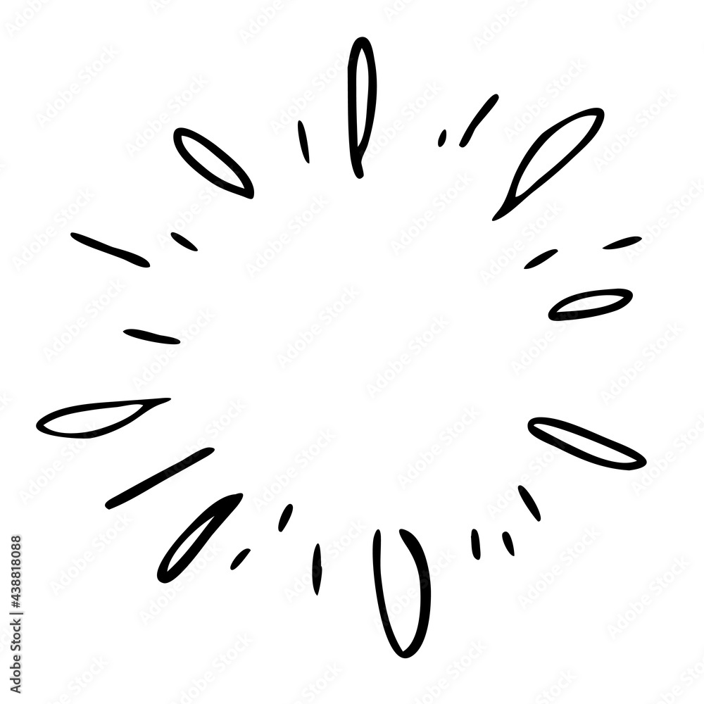 Obraz premium Doodle starburst. Hand drawn sun burst. Vector sketch illustration. Isolated on white background.