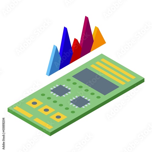 Bitcoin motherboard icon. Isometric of Bitcoin motherboard vector icon for web design isolated on white background