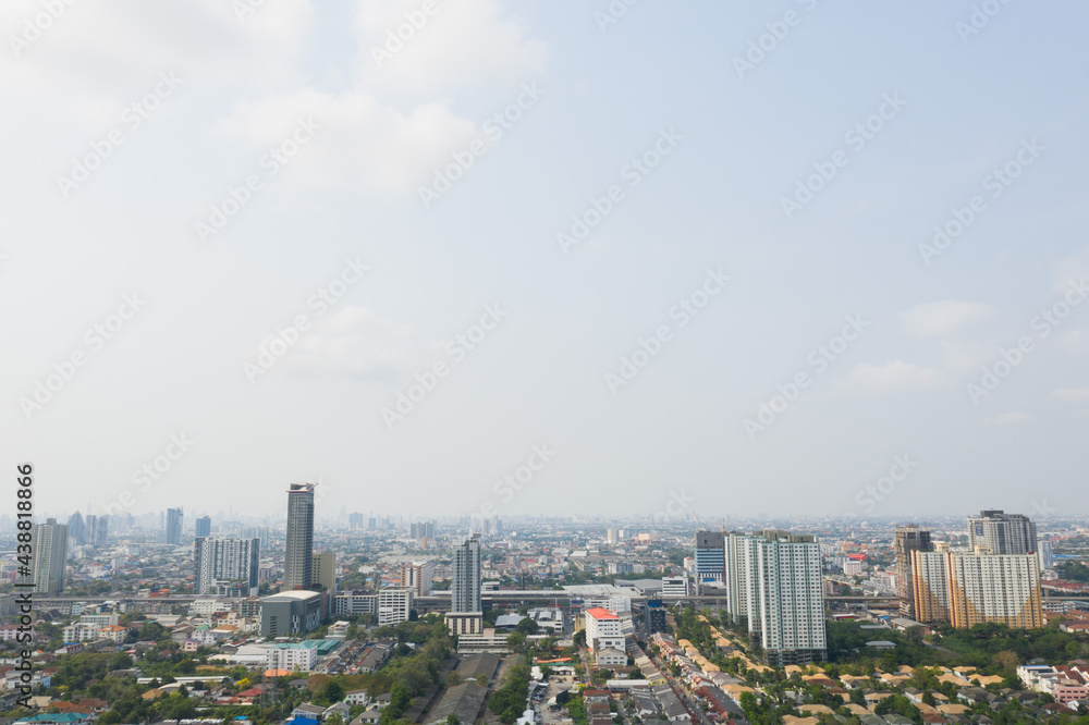 Aerial city view from flying drone at Nonthaburi, Thailand, top view landscape Aerial city view from flying drone at Nonthaburi, Thailand, top view landscape