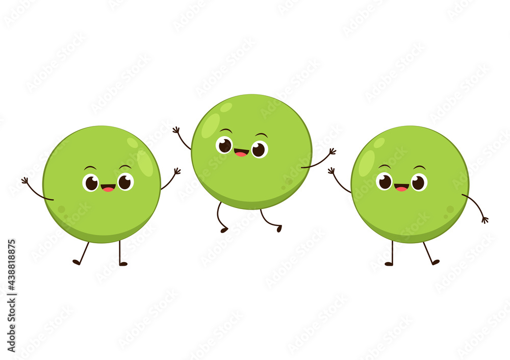 Peas character design. Peas on white background.