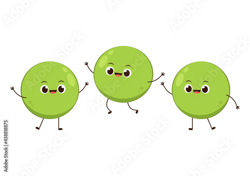 Peas character design. Peas on white background.