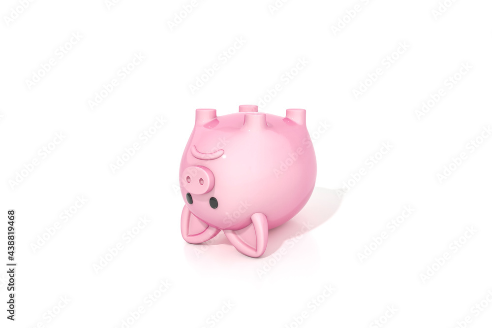 Pink piggy bank is laying on back on white background for business and financial concept 3d rendering. 3d illustration concept of save money or open a bank deposit or Investments in future. Pink piggy bank is laying on back on white background for business and financial concept 3d rendering. 3d illustration concept of save money or open a bank deposit or Investments in future.