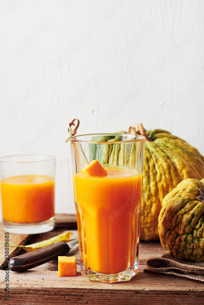 Fototapeta premium Glass of pumpkin juice.