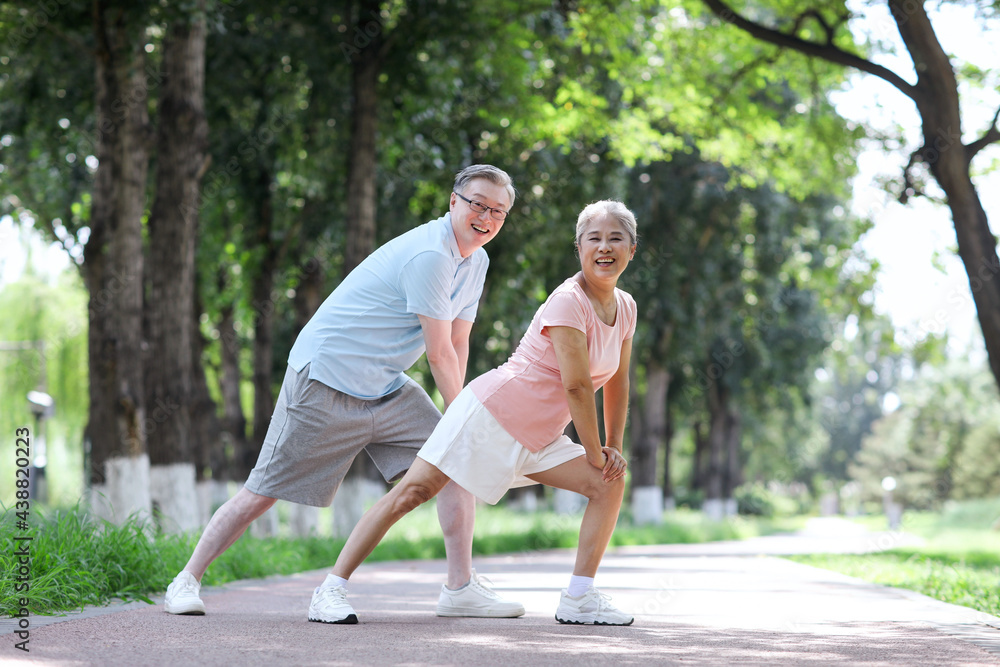 Happy Old couple sports in the park