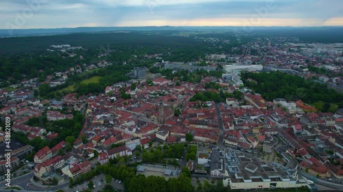 Aerial view of the city Erlangen in Germany, on a cloudy morning in spring. photo