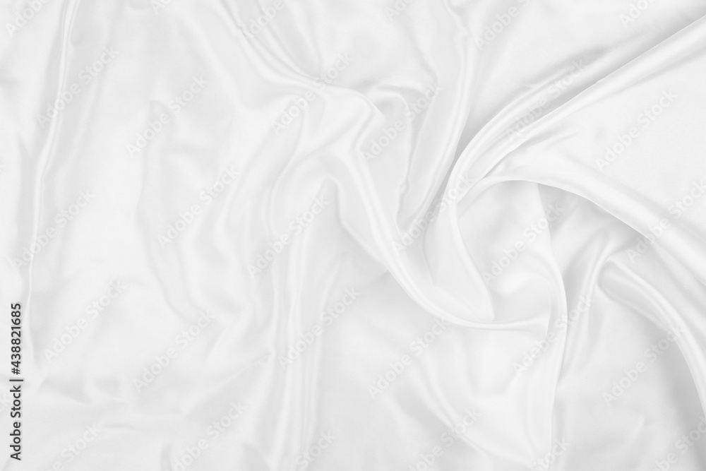 White cloth background abstract with soft waves, closeup texture of cloth