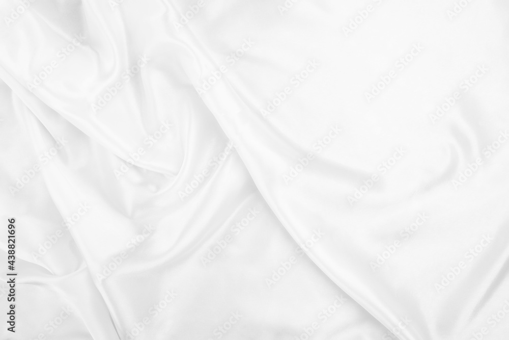 White cloth background abstract with soft waves, closeup texture of cloth