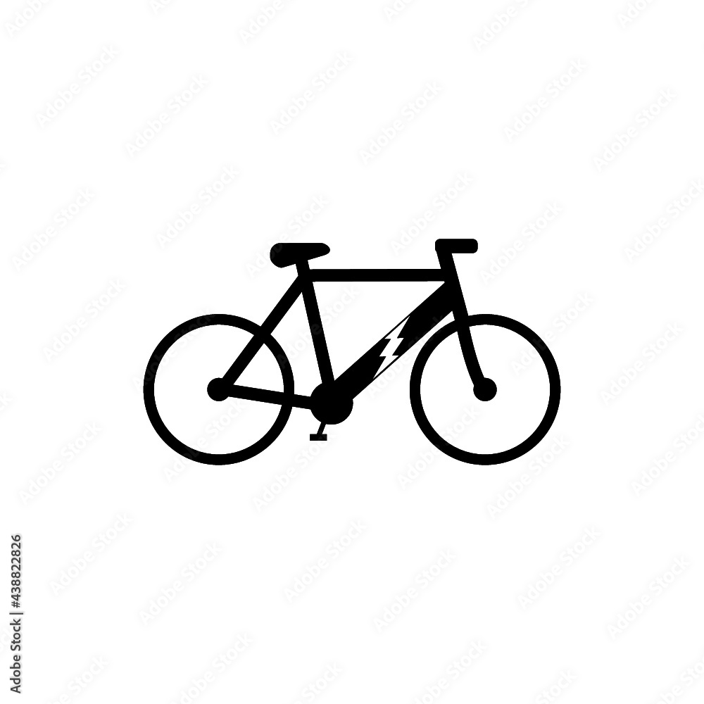 Electric bike on a rechargeable battery icon isolated on white background