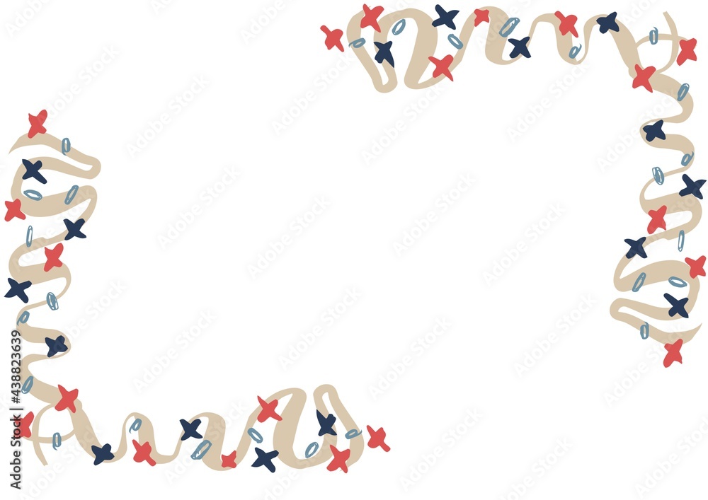 Composition of frame with american flag stars and colours with copy space on white background
