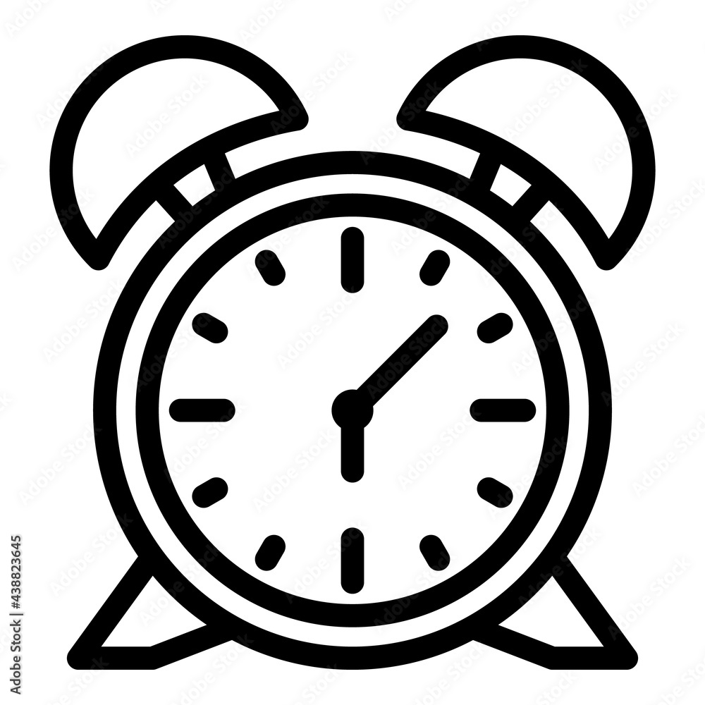 Alarm clock jet lag icon. Outline Alarm clock jet lag vector icon for web design isolated on white background Alarm clock jet lag icon. Outline Alarm clock jet lag vector icon for web design isolated on white background