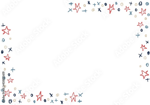 Composition of frame with american flag stars and colours with copy space on white background